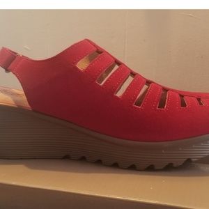 Skechers Suede Peep-toe Sling-back Wedges